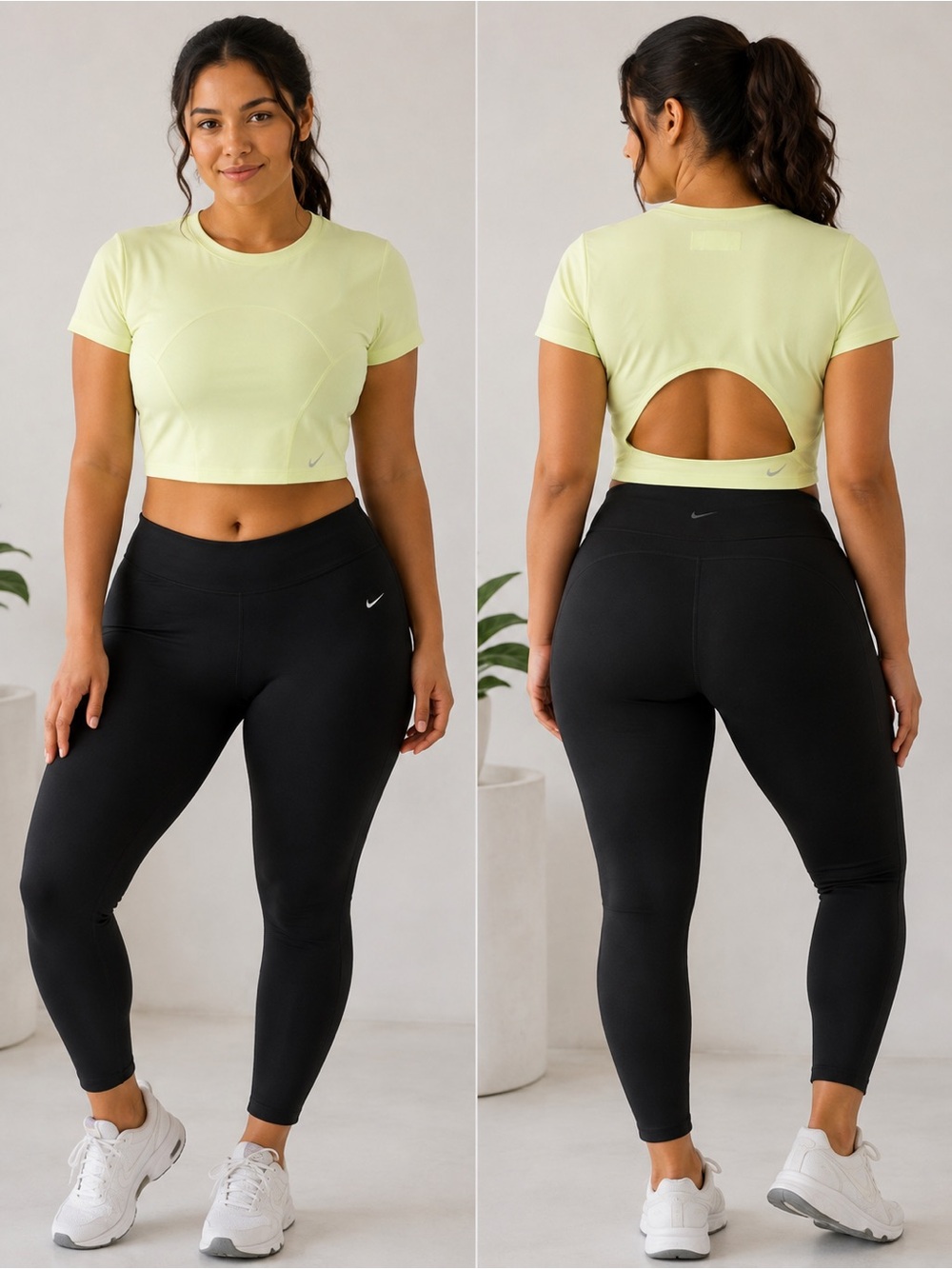 Nike Women's Light Yellow Short Sleeve Crop Tee